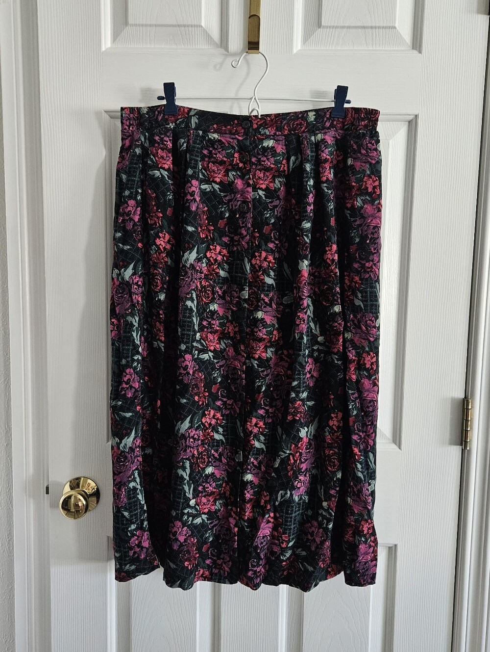 Vintage 90s Maggie Lawrence Floral Button Front Tulip Skirt